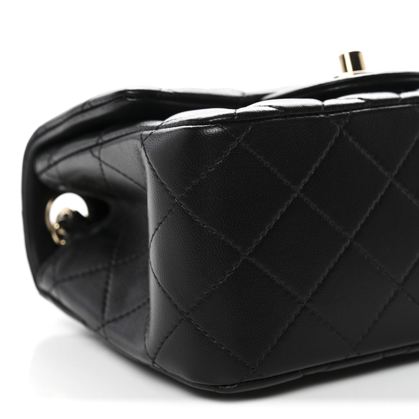 Lambskin Quilted Mini Square Flap Black