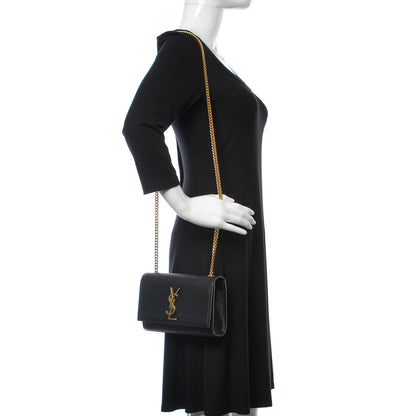 Saint Laurent Grain De Poudre Small Monogram Kate Satchel Black 2 of 8