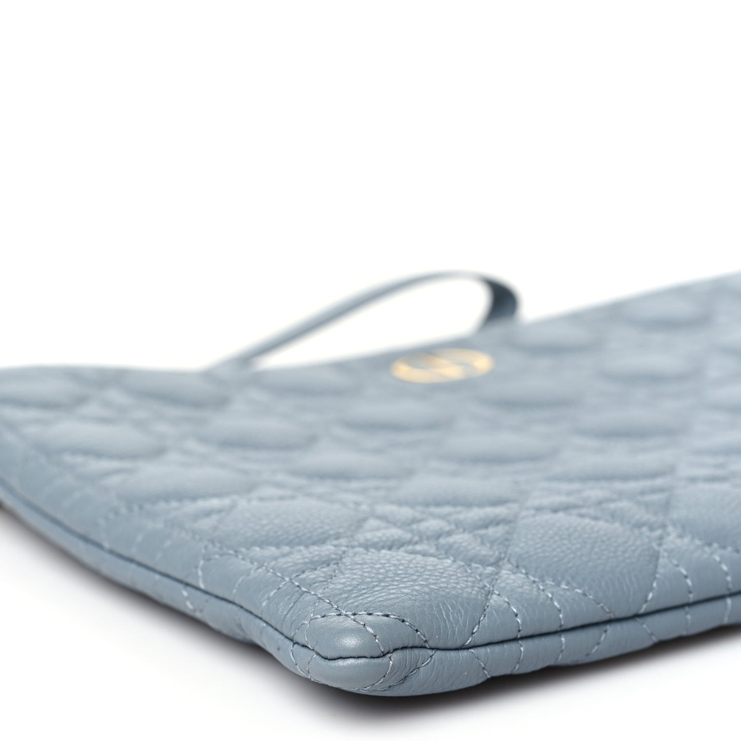 Supple Calfskin Cannage Large Caro Daily Pouch Cloud Blue
