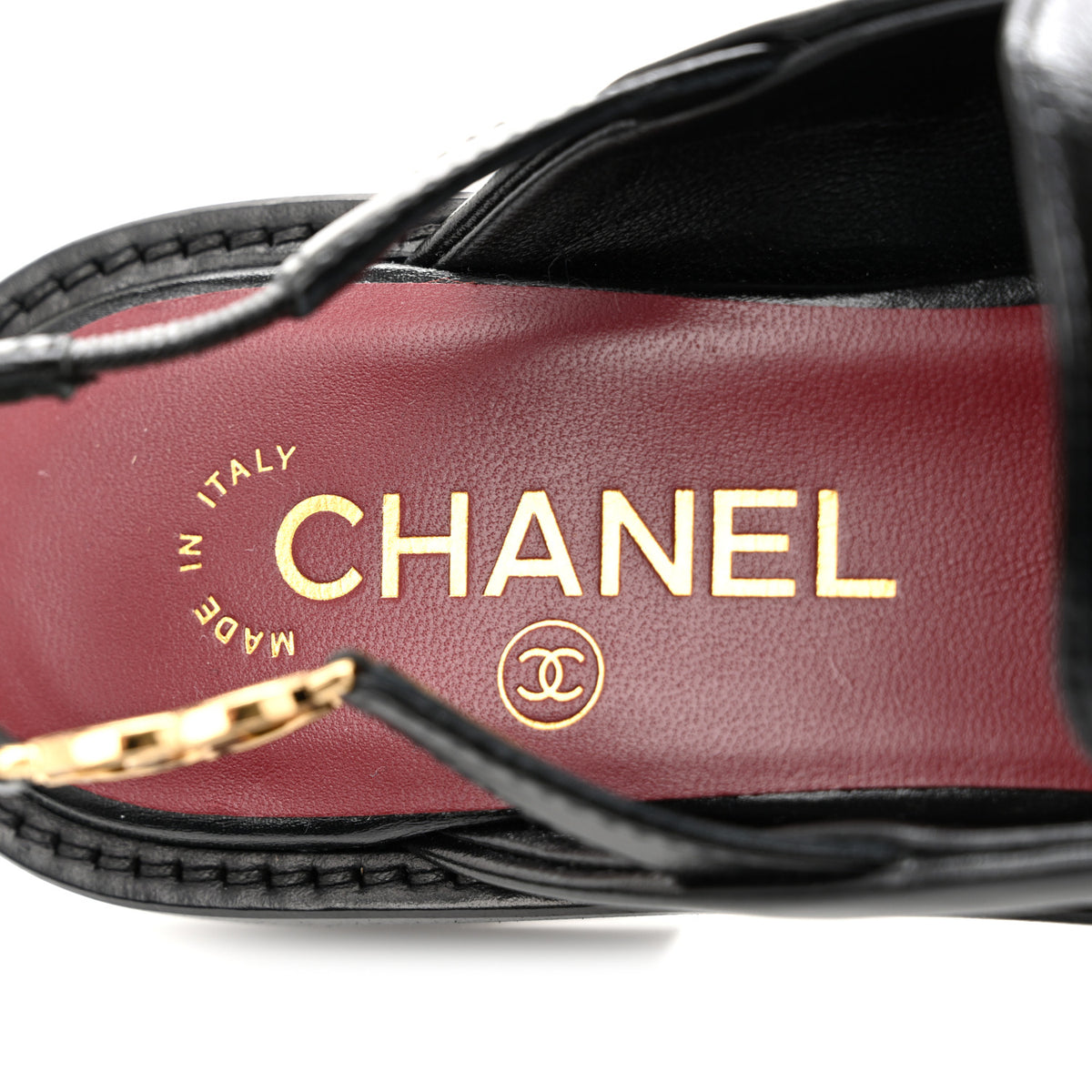Chanel Glazed Calfskin CC Slingback Flats 37 Black 7 of 10