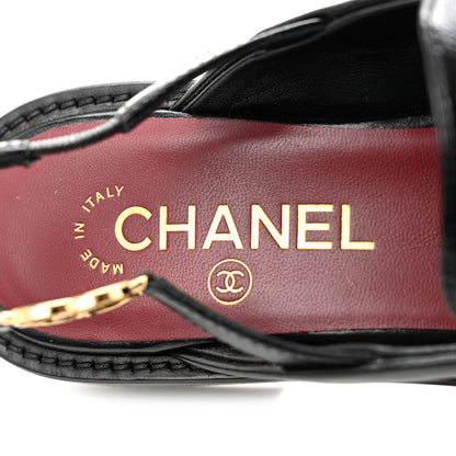 Chanel Glazed Calfskin CC Slingback Flats 37 Black 7 of 10