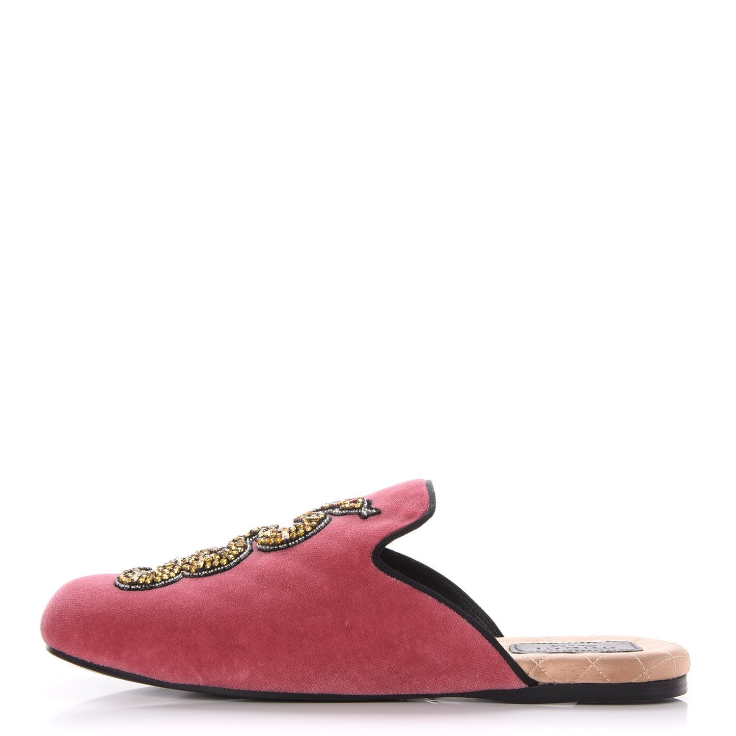 Velvet Embellished Evening Slippers 38 Pink