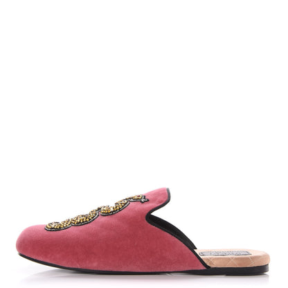 Gucci Velvet Embellished Evening Slippers 38 Pink 1 of 8