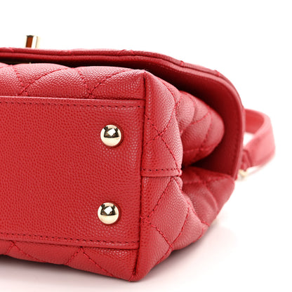 Chanel Caviar Quilted Lizard Embossed Extra Mini Coco Handle Flap Red 9 of 9