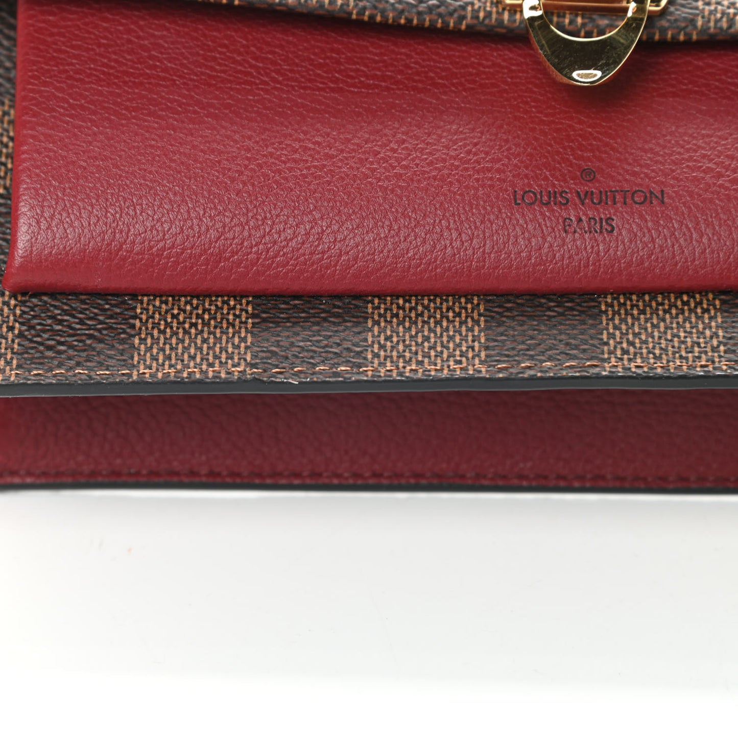 Damier Ebene Vavin Chain Wallet Red