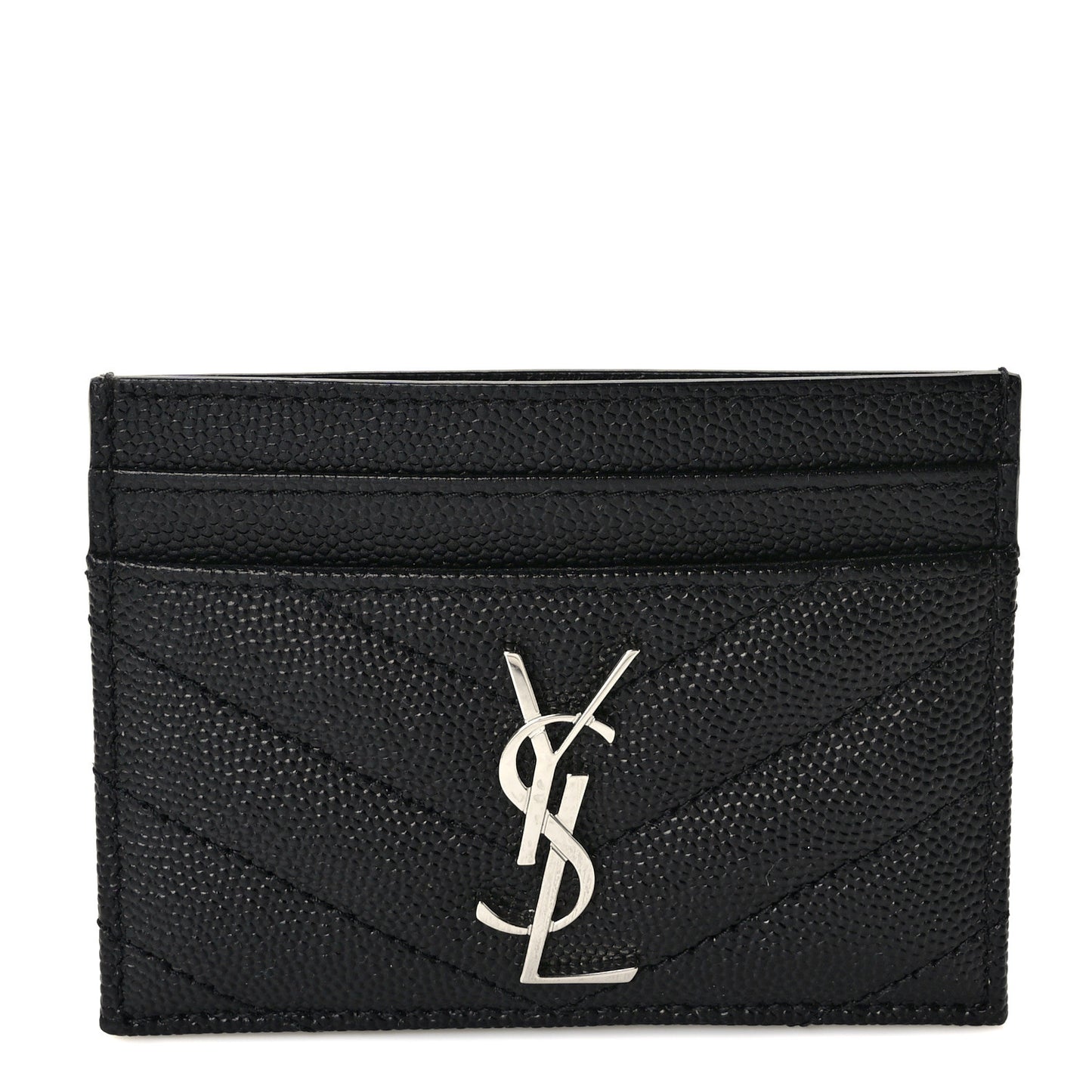 Grain De Poudre Matelasse Chevron Monogram Credit Card Case Black