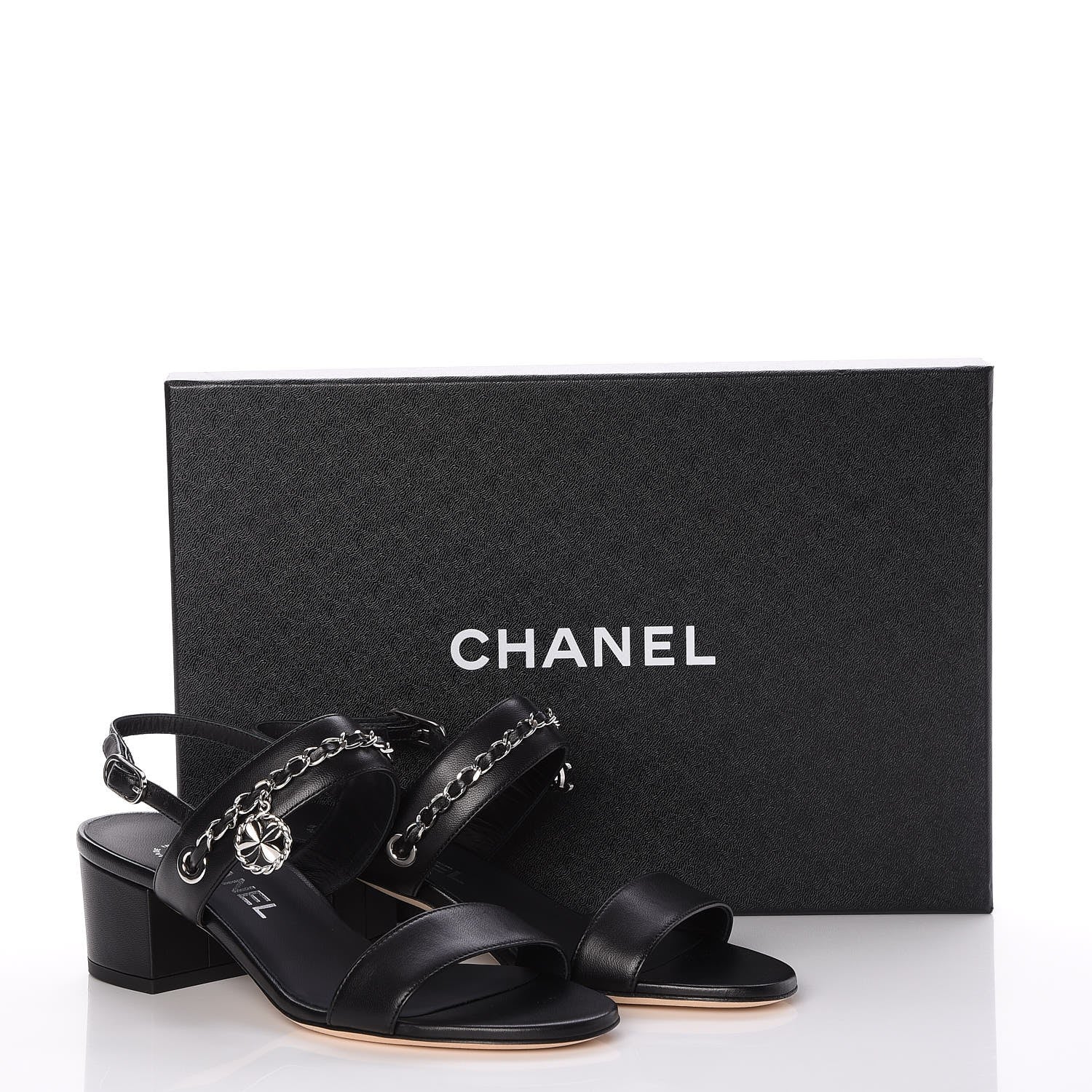 Chanel Lambskin Chain Sandals 36.5 Black 10 of 10