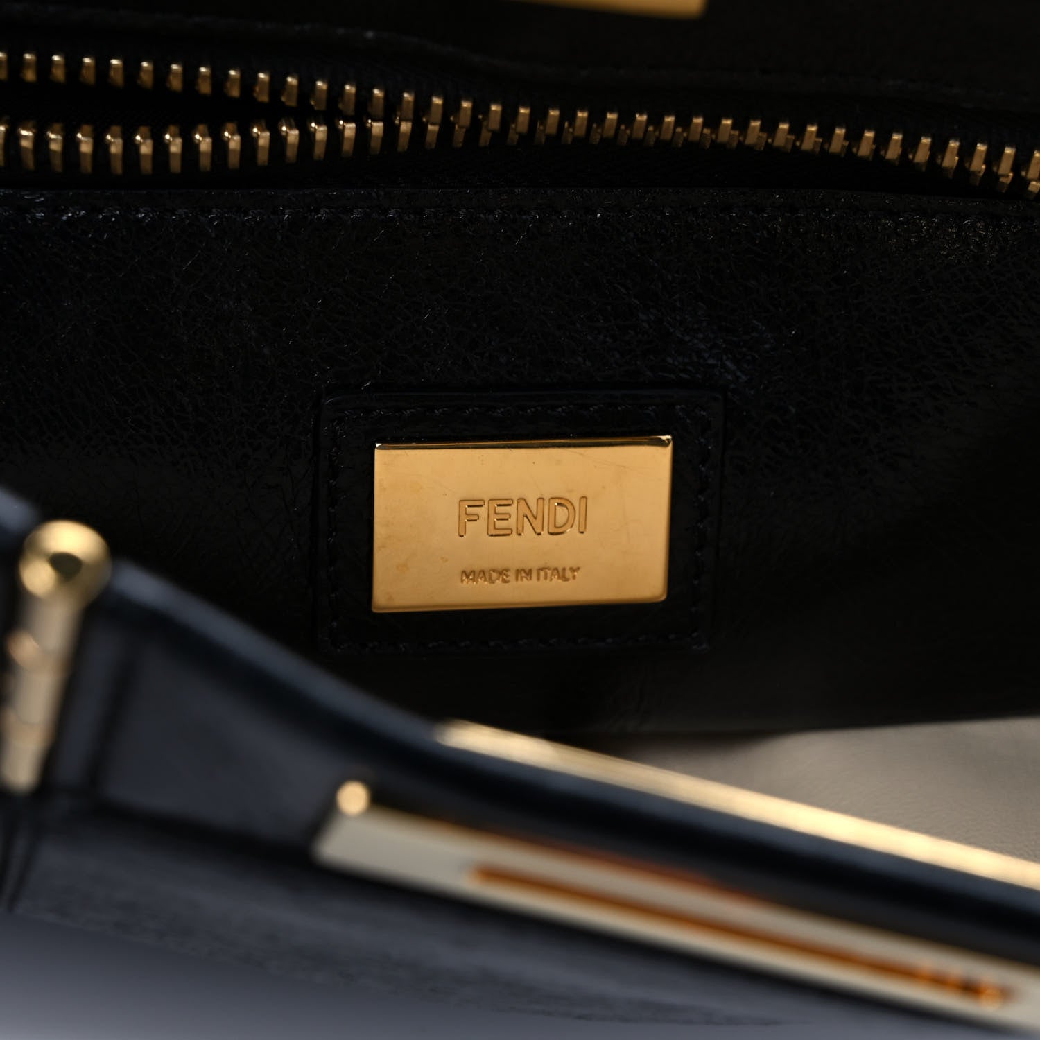 Fendi Agnello Old Shine Medium Peekaboo Iconic Satchel Black 12 of 17