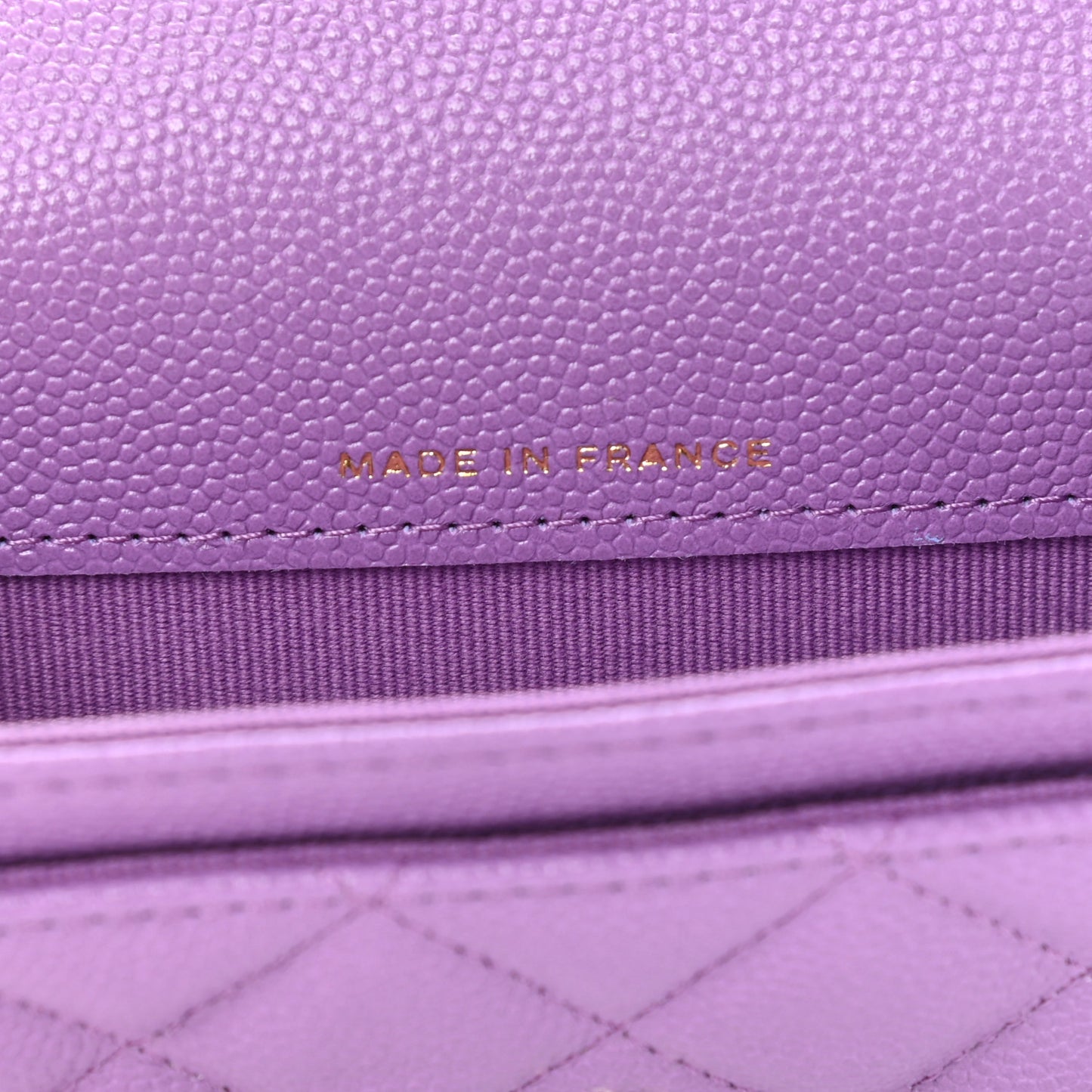 Caviar Quilted Flap Card Holder Wallet Purple