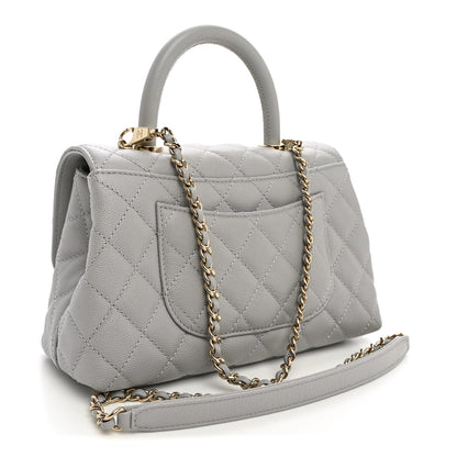 Chanel Caviar Quilted Mini Coco Handle Flap Light Grey 2 of 9