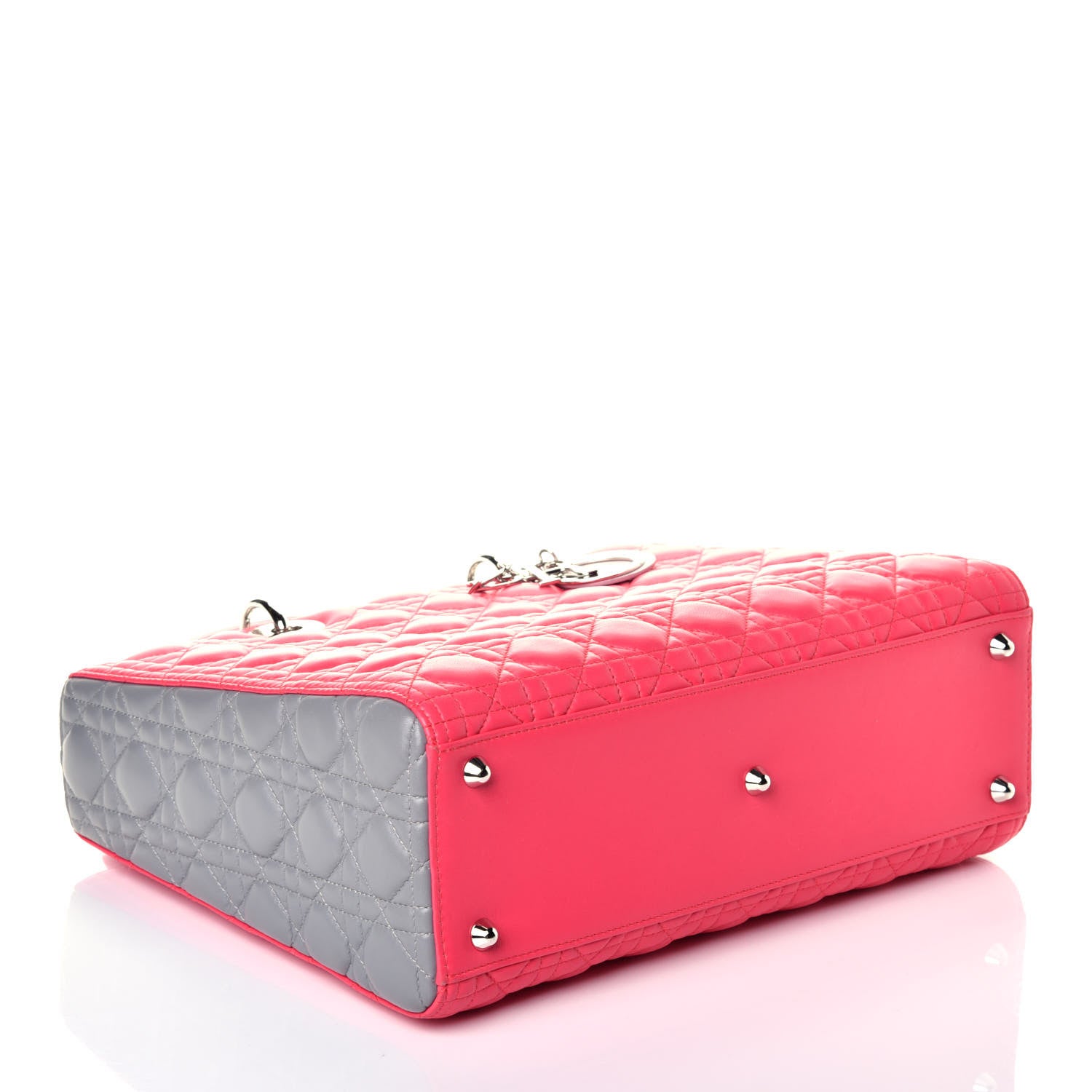 Christian Dior Lambskin Cannage Large Tri-Color Lady Dior Toxic Fuchsia 5 of 10