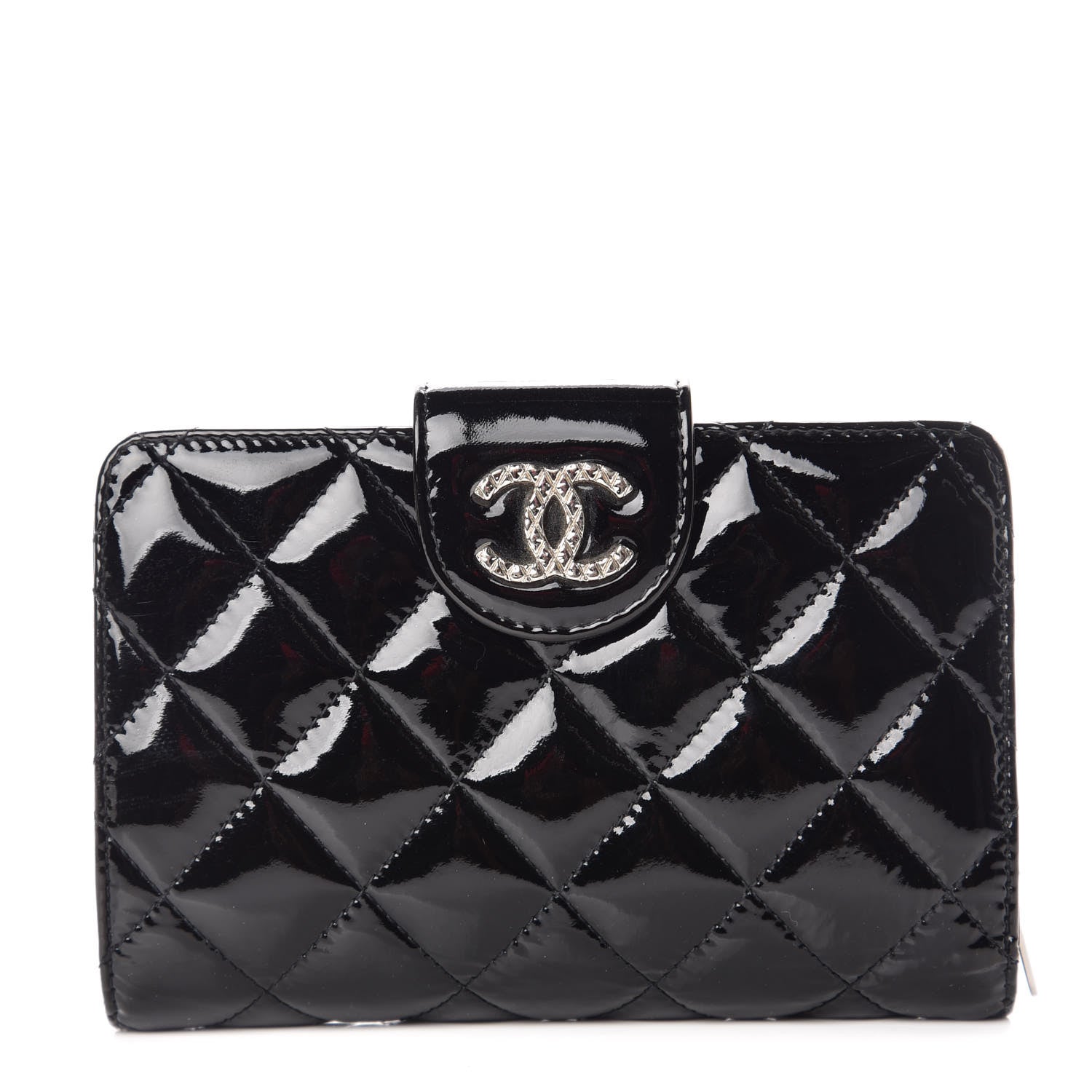 Chanel Patent Quilted Brilliant Zipped Pocket Wallet Black 1 of 10