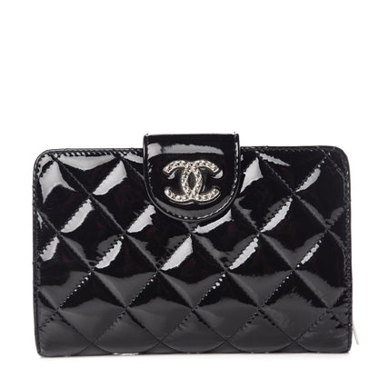 Chanel Patent Quilted Brilliant Zipped Pocket Wallet Black 1 of 10