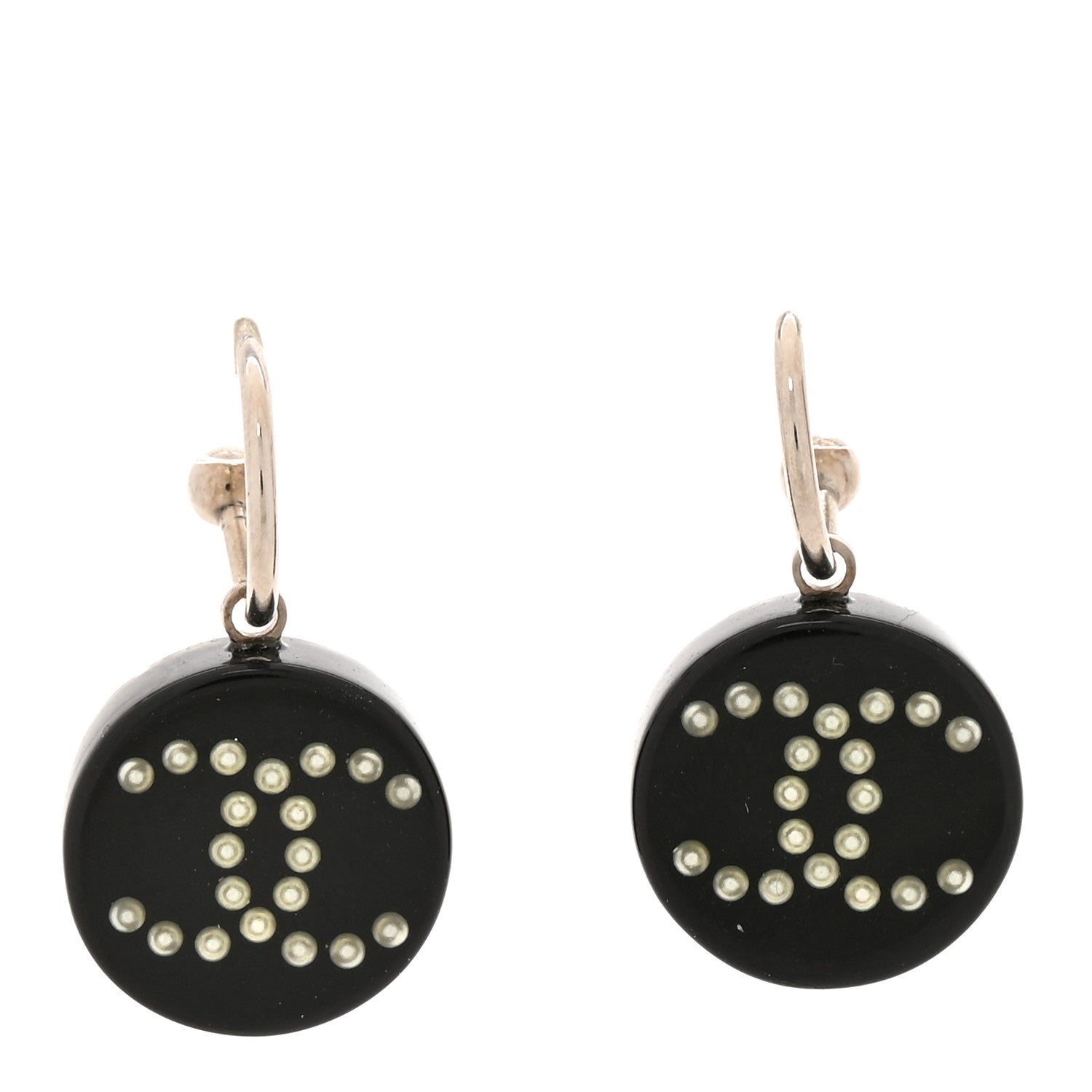 Chanel Resin Pearl CC Round Earrings Black 1 of 4