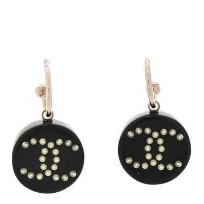 Chanel Resin Pearl CC Round Earrings Black 1 of 4