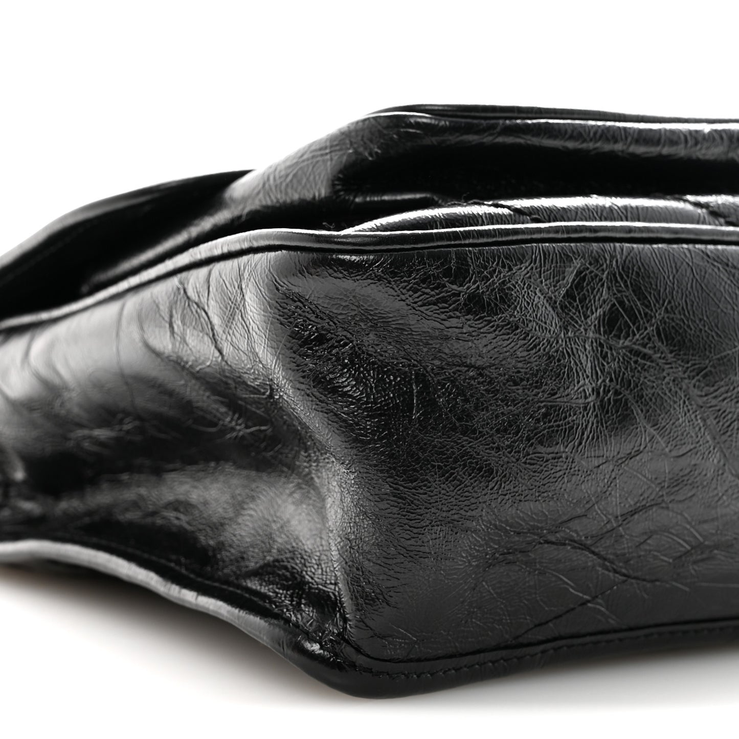 Crinkled Calfskin Matelasse Monogram Medium Niki Chain Satchel Black
