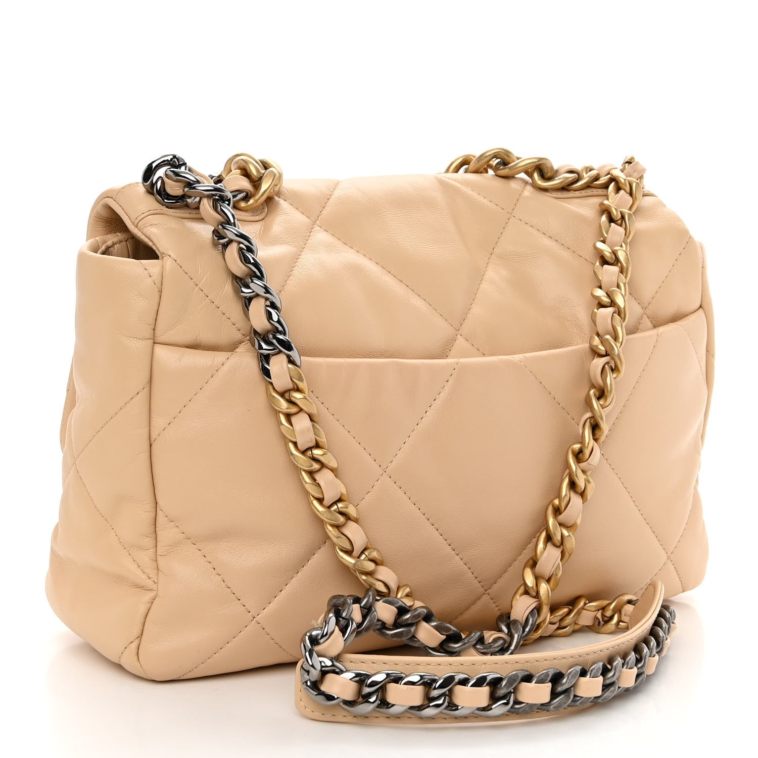 Chanel Lambskin Quilted Large Chanel 19 Flap Beige 3 of 9