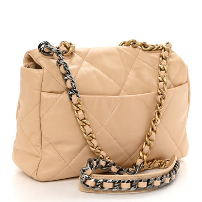 Chanel Lambskin Quilted Large Chanel 19 Flap Beige 3 of 9