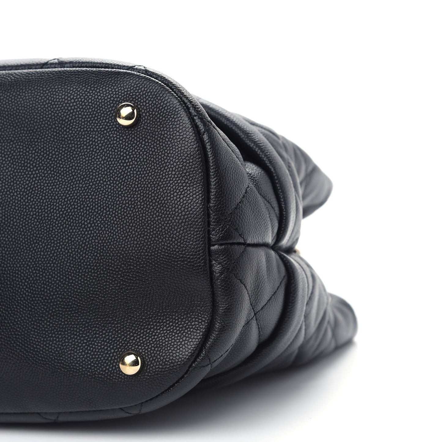 Caviar Quilted Rolled Up Bucket Drawstring Bag Black