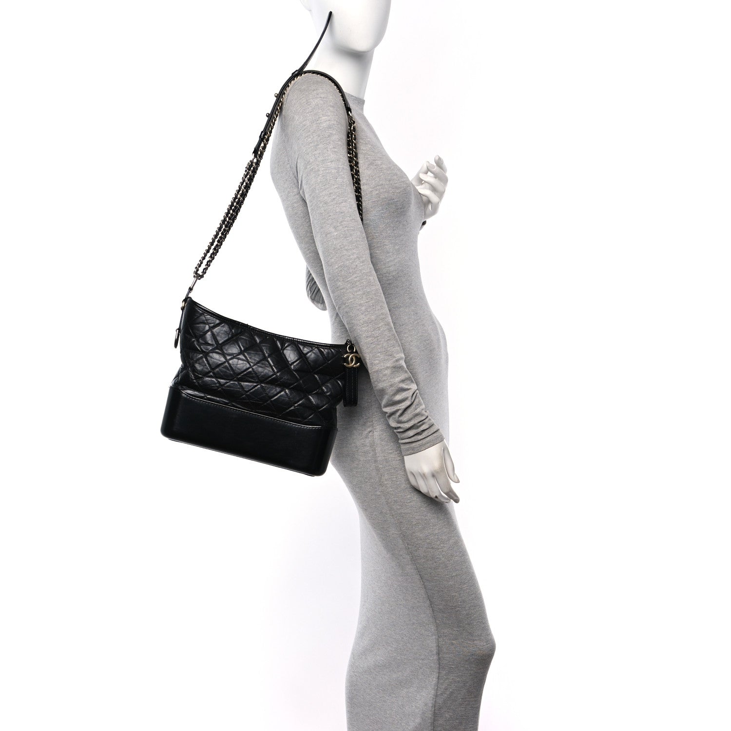 Chanel Aged Calfskin Quilted Medium Gabrielle Hobo Black 3 of 11