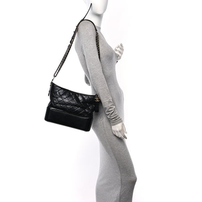 Chanel Aged Calfskin Quilted Medium Gabrielle Hobo Black 3 of 11