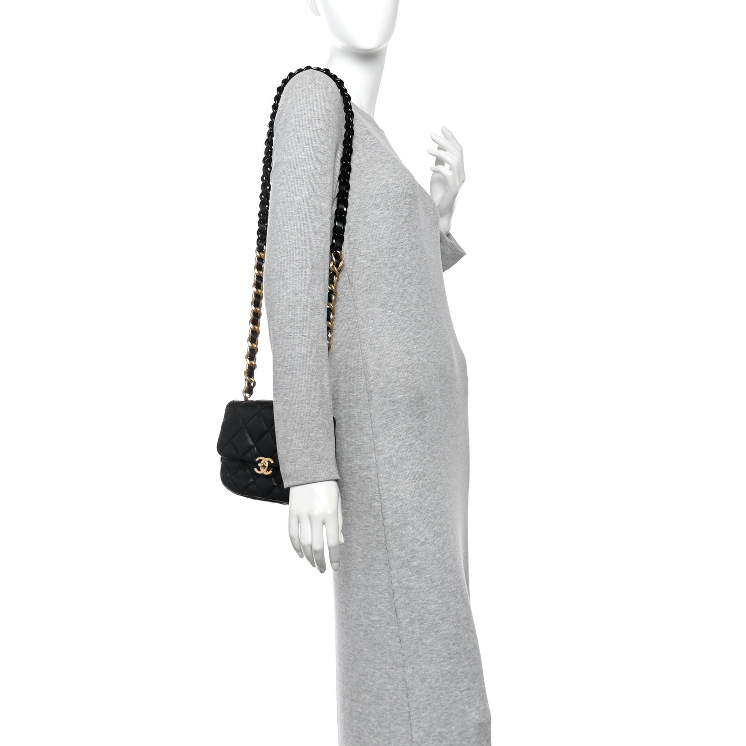 Chanel Lambskin Quilted Mini Lacquered Chain Flap Black 2 of 10