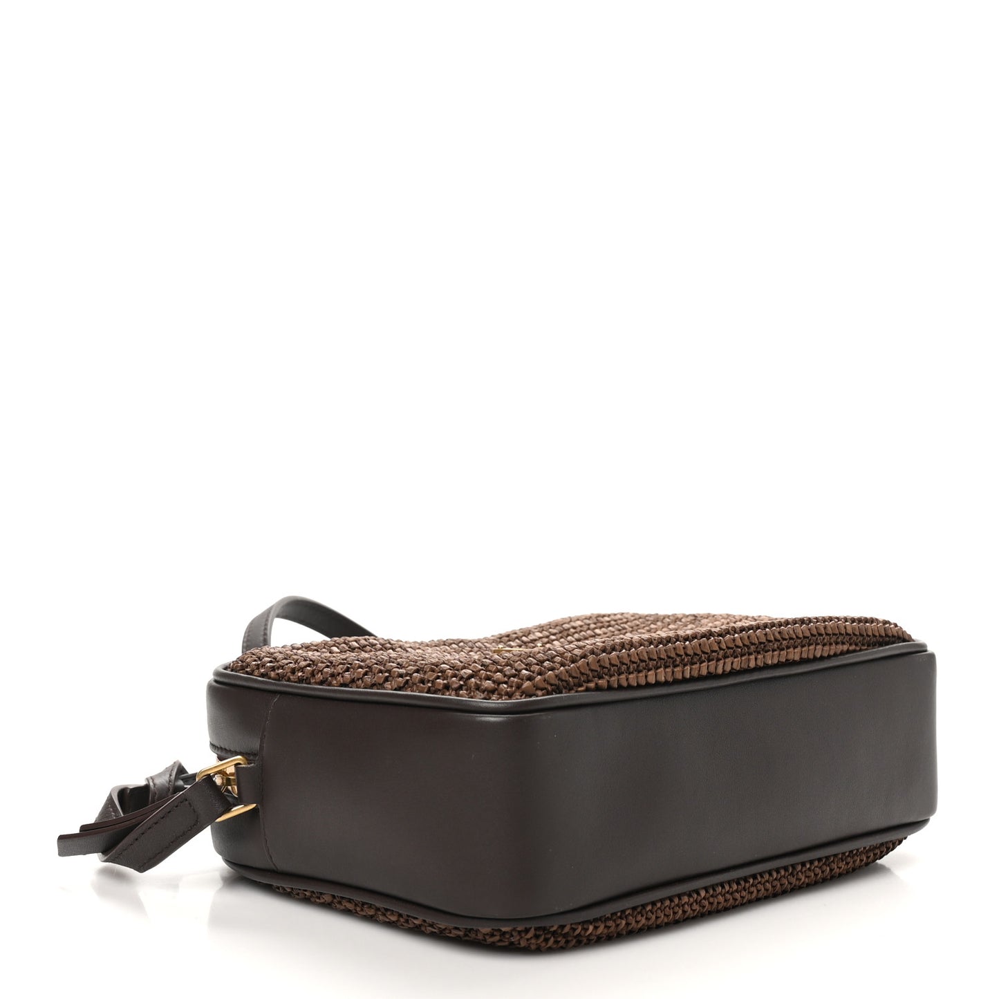 Raffia Canvas Monogram Lou Camera Bag Dark Chocolate