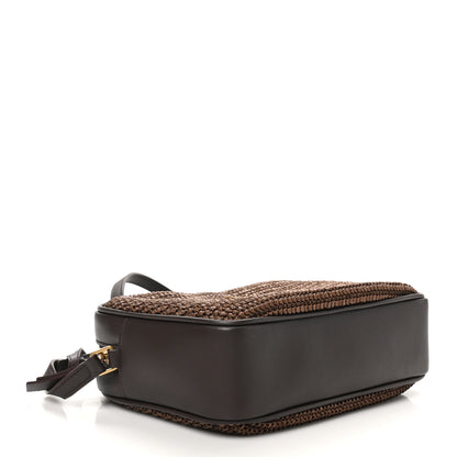 Saint Laurent Raffia Canvas Monogram Lou Camera Bag Dark Chocolate 4 of 10
