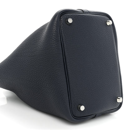 Hermes Taurillon Clemence Eclat Picotin Lock 18 PM Bleu Nuit Bleu Zellige 8 of 9