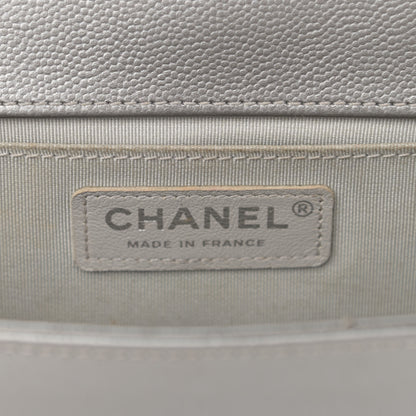 Chanel Metallic Caviar Quilted Medium Boy Flap Silver 6 of 16