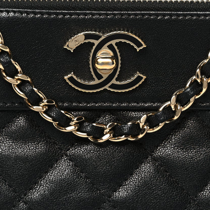 Chanel Metallic Sheepskin Chevron Quilted Small Vintage Mademoiselle Clutch With Chain Black 9 of 11