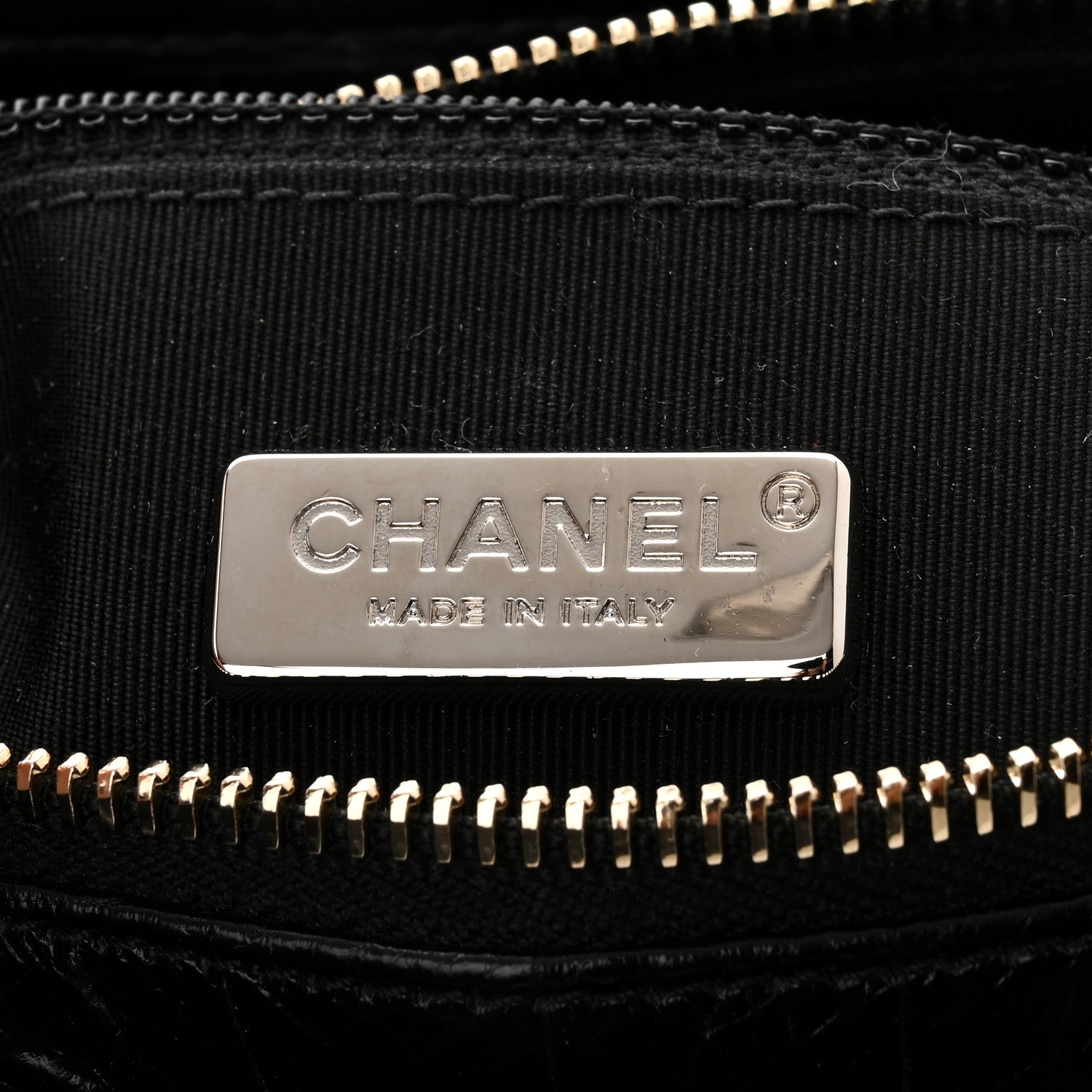 Chanel Calfskin Crocodile Embossed Small Gabrielle Cocodile Hobo Black 6 of 10