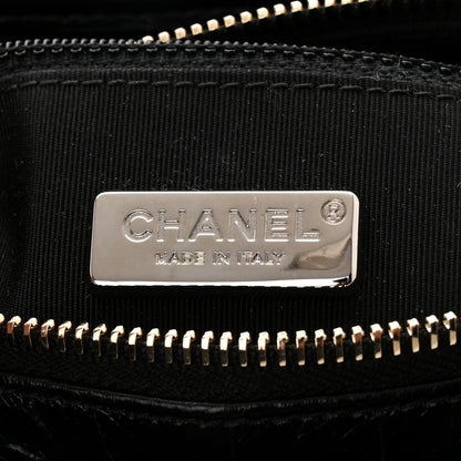 Chanel Calfskin Crocodile Embossed Small Gabrielle Cocodile Hobo Black 6 of 10
