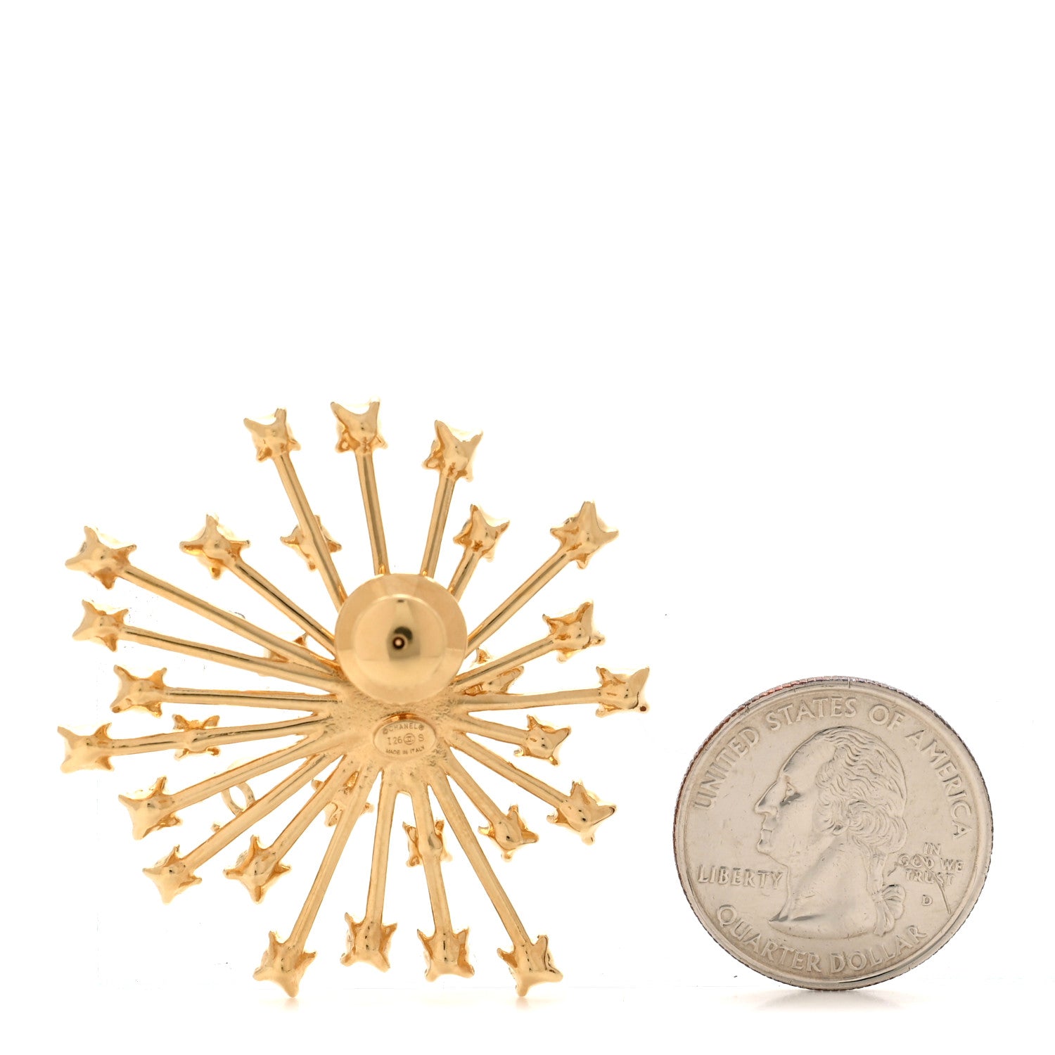 Chanel Metal Strass Starburst CC Brooch Gold 2 of 3