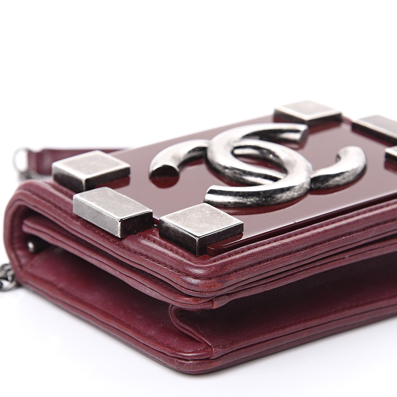 Chanel Lambskin Plexiglass Boy Brick Burgundy 7 of 17