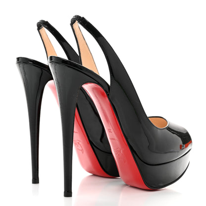 Christian Louboutin Patent Lady Peep Sling 150 Pumps 39 Black 4 of 9