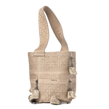 Christian Dior Canvas Embroidered D-Bubble Bucket Bag Beige 1 of 4
