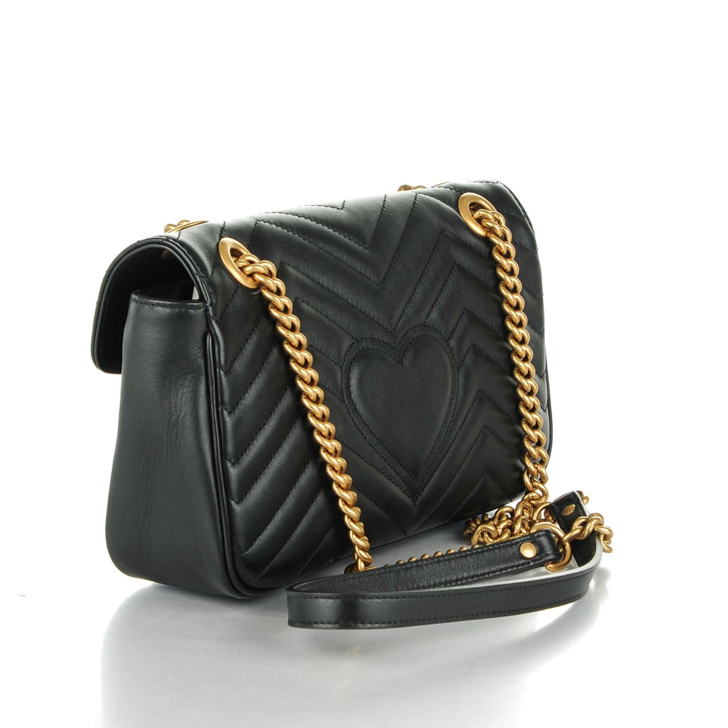 Calfskin Matelasse Small GG Marmont Shoulder Bag Black
