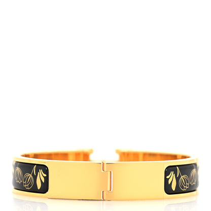 Hermes Enamel Printed Narrow Leopards Clic Clac H Bracelet PM Jaune Or Black 3 of 5