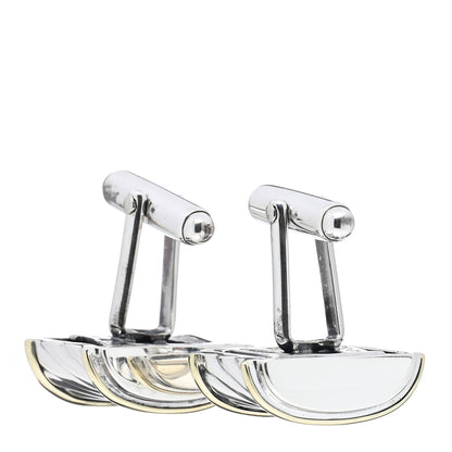David Yurman Sterling Silver 14K Yellow Gold Cigar Band Cufflinks 3 of 4