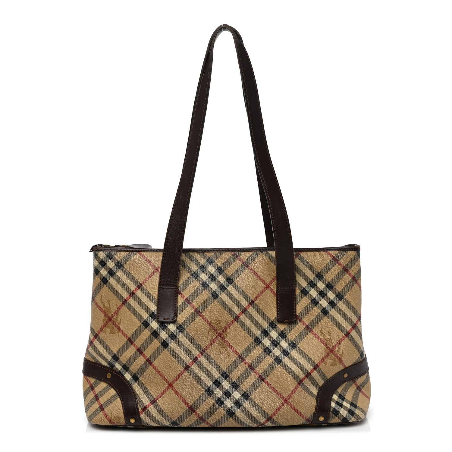 Burberry Haymarket Check Studded Tote Bag Chocolate 1 of 11