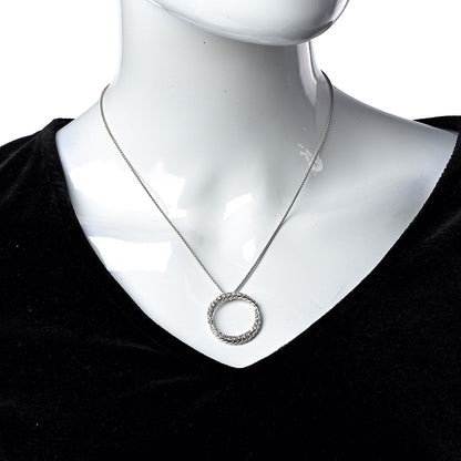 David Yurman Sterling Silver Diamond Crossover Circle Pendant Necklace 2 of 7