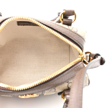 Gucci GG Supreme Monogram Textured Dollar Calfskin Web Super Mini Ophidia Top Handle Bowler Bag Beige Ebony New Acero 5 of 11