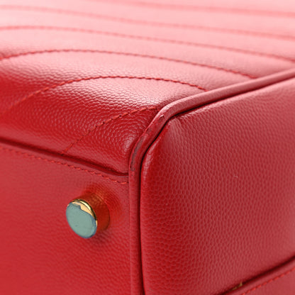 Saint Laurent Grain De Poudre Matelasse Chevron Monogram Shopping Bag Red 10 of 10