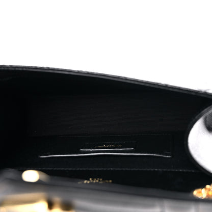 Saint Laurent Grain De Poudre Textured Mixed Matelasse Triquilt Small Monogram Satchel Black 5 of 9