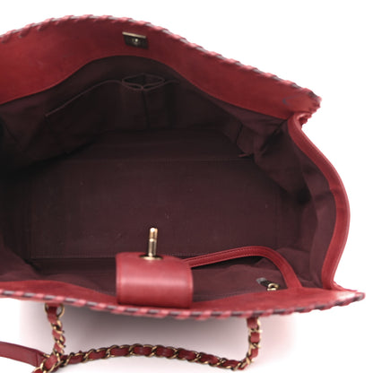 Chanel Iridescent Calfskin Quilted Happy Stitch Shopping Tote Red 5 of 9