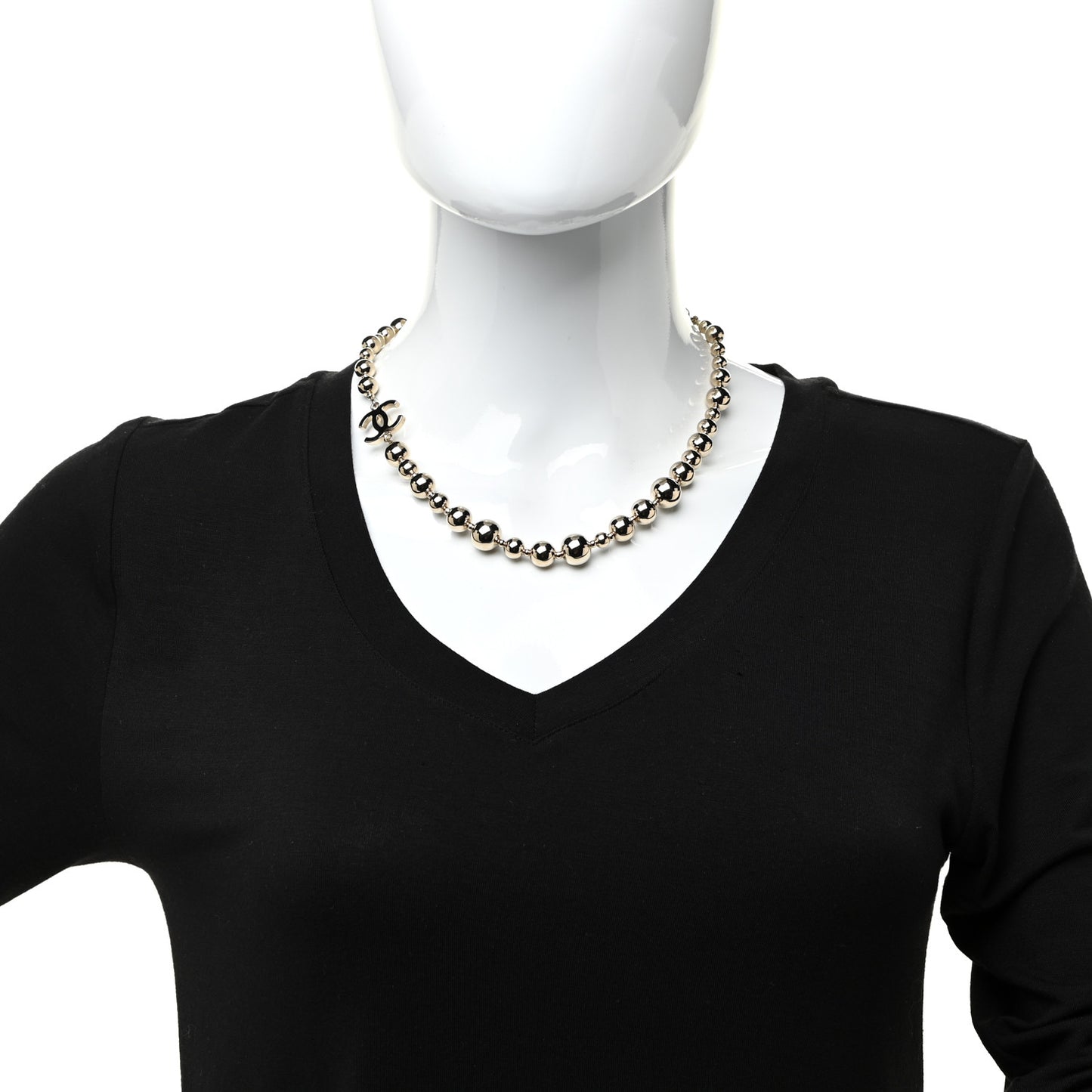 Metal Bead CC Necklace Gold