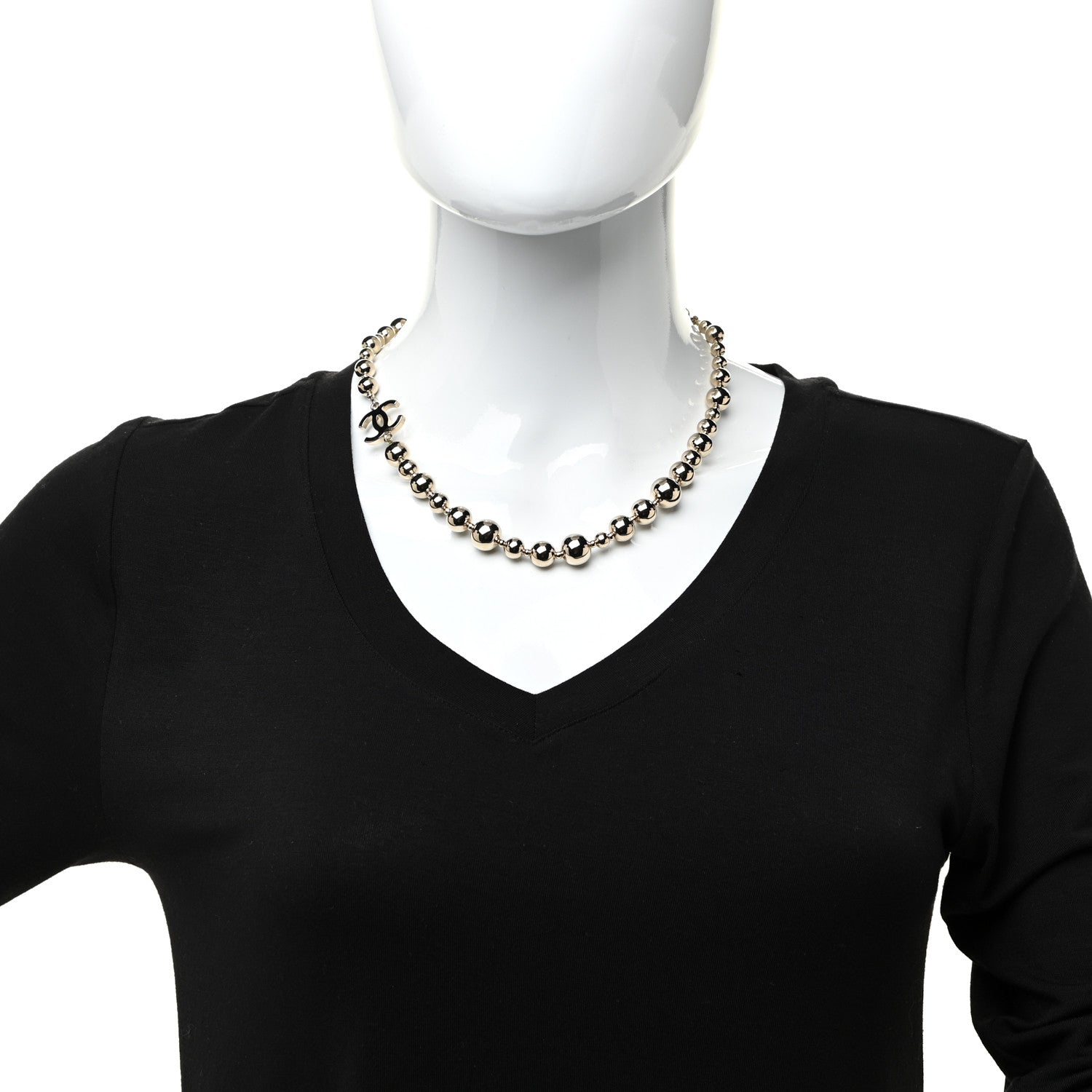 Chanel Metal Bead CC Necklace Gold 2 of 5