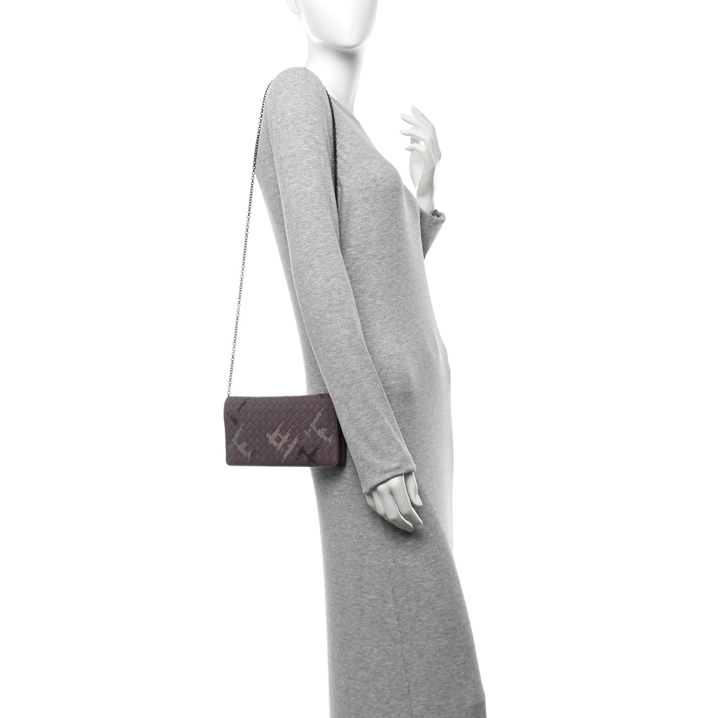Nappa Intrecciato Graffiato Continental Wallet on Chain Glicine