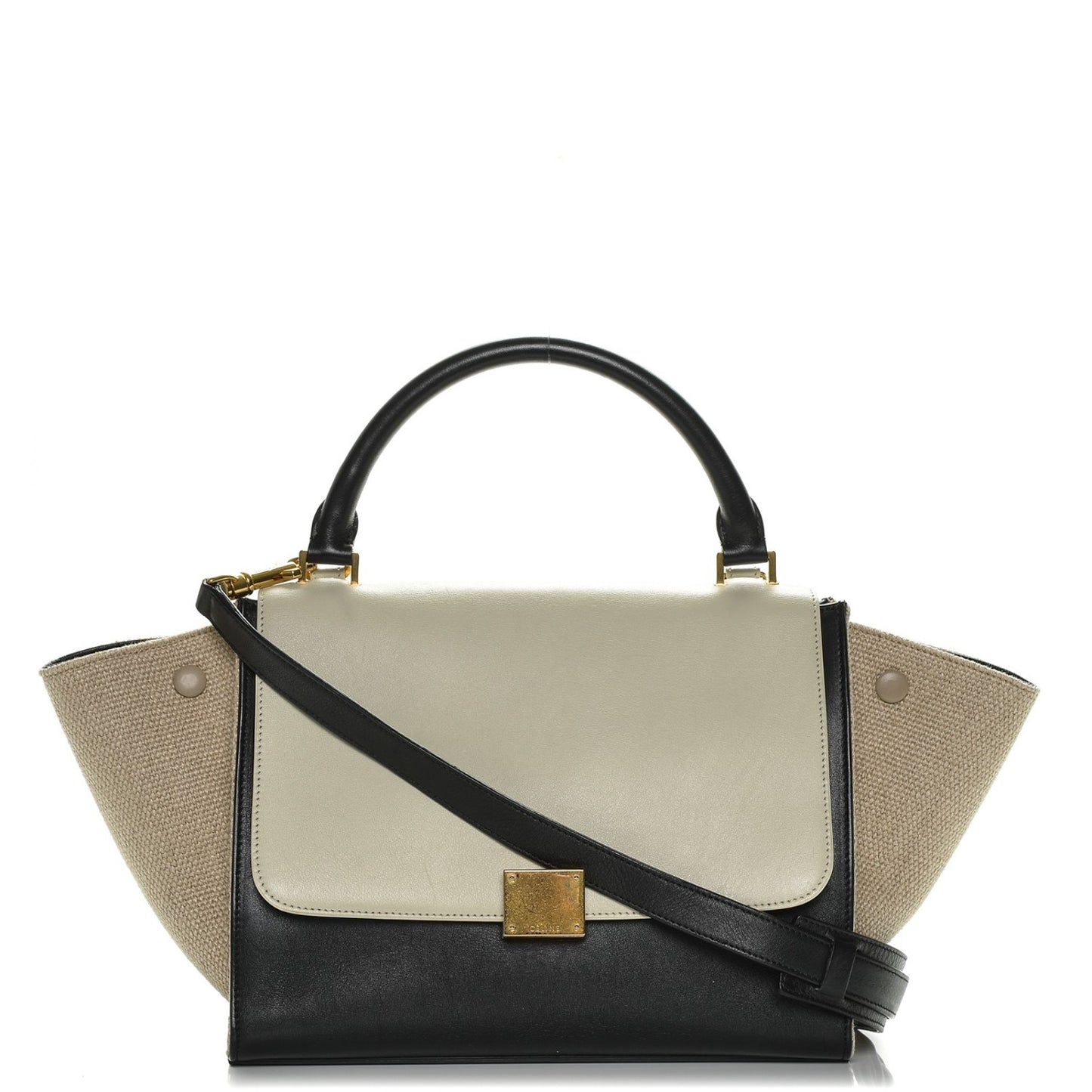 Smooth Calfskin Canvas Small Tri-Color Trapeze Cream